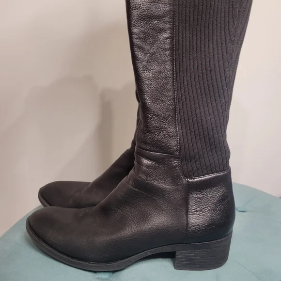 Kenneth Cole  Levon Black Leather Tall Riding Boots Size 10 - Picture 6 of 16